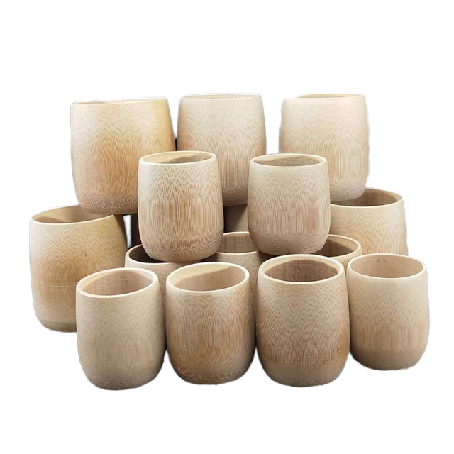 100% Natural Organic Bamboo Cups High Quality Biodegradable Reusable Plastic-Free for Classic Coffee Tea Great Gift