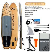 Planche de SUP gonflable à grain de bois, directement de l'usine, SUP polyvalent avec accessoires complets, OEM/ODM, certifiée CE