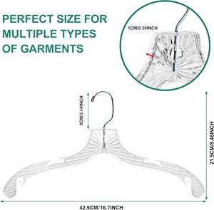Perchas Transparentes Estándar para Exhibición en Tiendas <span class=keywords><strong>de</strong></span> <span class=keywords><strong>Ropa</strong></span>, Perchas <span class=keywords><strong>de</strong></span> Plástico Transparente con Gancho Giratorio <span class=keywords><strong>de</strong></span> 360 Grados - Product Image 2