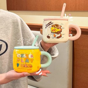 Zuo Mu Ceramic Mug With Lid And Spoon Cute Duck Design For Coffee Tea Water Office Home Use Gift <b>Present</b> Hand Painted Reusable - Product Image 5