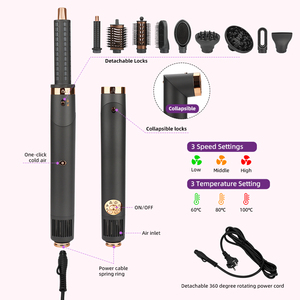 Brosse à air chaud professionnelle en une étape 7 en 1 personnalisée de marque privée peigne lisseur bigoudis <span class=keywords><strong>auto</strong></span> brosse sèche-cheveux - Product Image 4