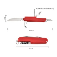 Couteau pliant multifonctionnel portable 7-en-1 en acier inoxydable du fabricant OEM, avec manche en ABS, pour camping en extérieur et auto-défense
