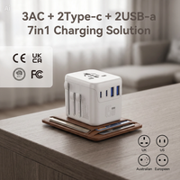 Adaptateur de voyage universel compact 45W PD avec chargeur iPhone et 2 ports Type-C, 2 ports USB-A, charge rapide pour tablette, téléphone, ordinateur portable