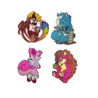 Pin de Esmalte Duro con Diseño de Metal, Chapado en Oro, Diseño de Personajes de los 90, Superhéroes, Chibis