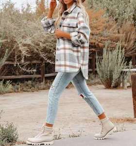 Veste en laine mélangée pour femmes, automne-hiver 2026, chemises à carreaux pour femmes - Product Image 4