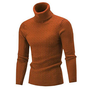 Maglione da uomo a collo alto in tinta unita Pullover invernale a collo alto in lana viscosa Anti-strizzacervelli plissettato in <span class=keywords><strong>maglia</strong></span> per l'autunno - Product Image 4