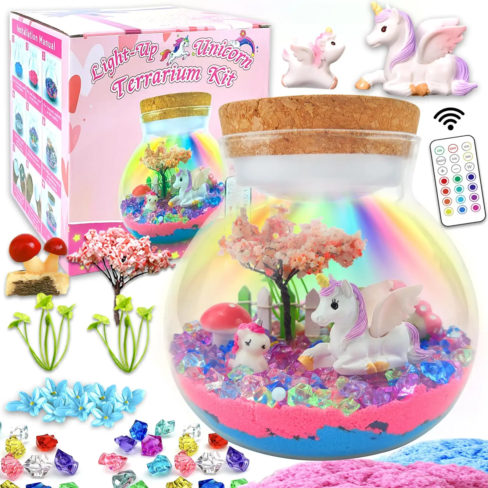 LED Einhorn Licht Terrarium Kit für Kinder Leuchten Terrarium Kunst handwerk Kit für Mädchen Geburtstags geschenke