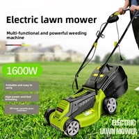 Tondeuse à gazon électrique puissante de 1600 W, type poussé à la main, désherbeur domestique pour jardin et cour