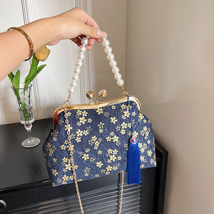 Chinese Style <b>Shell</b> Bag Red Pearl Handle Chain Shoulder Bag Fashionable Evening Bag - Product Image 2