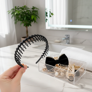 Vendita calda accessori per capelli Vintage di tendenza per le donne scintillante nodo di fiocco di velluto alla moda perla in metallo acrilico scatola confezionata all'ingrosso - Product Image 3
