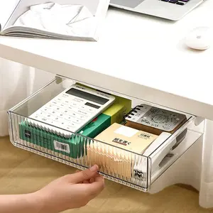 Plástico transparente sob a gaveta de mesa, suporte para caneta organizador de mesa para escritório, escola, casa, armazenamento de cosméticos e papelaria