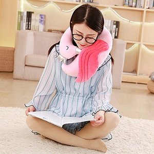 M722 <strong>Lovely</strong> Lightweight Short Plush Pink Swan Neck <strong>Pillow</strong> <strong>U</strong> Shape Headrest for Travel Portable 3D Animal Plush Swan Neck <strong>Pillow</strong> - Product Image 2