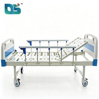 Cama de Hospital Manual Ajustable con una Función, Cromada, con Manivela, ABS, Barandillas Plegables de Aleación de Aluminio, 4 Ruedas Silenciosas