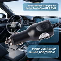 Adaptador de encendedor de coche OEM con cable de carga Tipo-C de 12V 24V a 5V 3A para grabadora de conducción DVR y cargador de coche