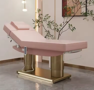 High Quality Luxury Beauty Facial Bed Comfortable Foot Control Cushion Golden Base Salon Furniture LED Light 2026 Hot Sale - Product Image 3