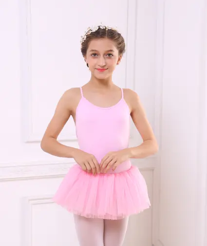 Girls Baby Pink Ballet Dance Leotards Training Dancewear girls ballet leotards with skirt