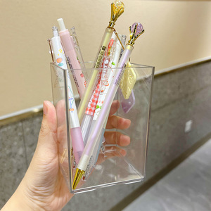 Acrylic <b>Plastic</b> <b>Square</b> Pen Holder Transparent For Student Desk Organizing Storage <b>Container</b> Multifunctional - Product Image 1