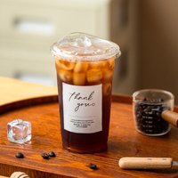 Gobelet en plastique transparent jetable de 95 mm pour boissons froides et café, recyclable, en PET, type canette américaine avec couvercle pour boissons glacées