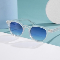 Lunettes de soleil rondes vintage en acétate pour hommes et femmes, multicolores, style rétro avec rivets en diamant, modèle de luxe fait main par un designer