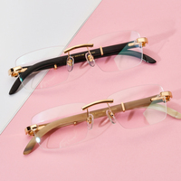 Gafas Borregls de cuerno de búfalo para hombre, diseño de marca, montura cuadrada, gafas sin montura para mujer, gafas ópticas sin marco 150251