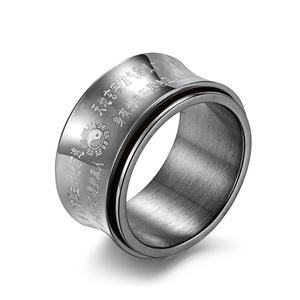 Cross-border hot-selling retro Taiyi Golden Light Mantra stainless steel ring, Tai Chi Bagua Yin Yang diagram ring jewelry whole - Product Image 5