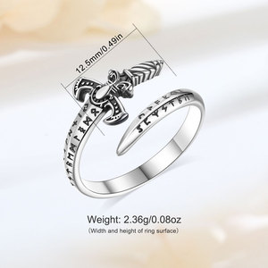 Bagues Merryshine en argent sterling 925, style épée <span class=keywords><strong>viking</strong></span>, épée de chevalier, poignard, amulette de protection simple, bijoux irlandais gothiques punk - Product Image 6