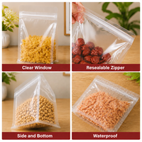 Sacs d'emballage en plastique transparent mats à huit côtés avec poignée, fond plat, pour aliments et noix, avec fermeture éclair - En stock