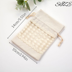 Pochette en <span class=keywords><strong>dentelle</strong></span>, sac cadeau, couleur unie, impression, fenêtre transparente, cordon de serrage, réutilisable, rangement pour clés, pièces de monnaie, <span class=keywords><strong>sachet</strong></span> de parfum, emballage - Product Image 2