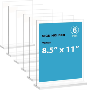 Espositore da Tavolo Verticale a T a Doppia Faccia per Biglietti da Visita in PVC 8.5x11 Pollici, Confezione da 6, per Logo Aziendale - Product Image 6