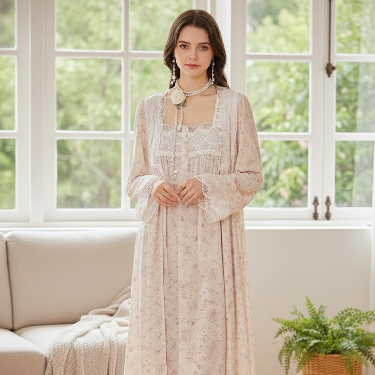 Ladies Nightwear Mid Length Night Dress Night Dress Woman Spring Summer  Nightgowns Short-Sleeved Modal Cotton