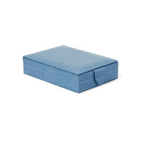 Boîte de rangement pour bijoux de luxe, personnalisée, en cuir véritable gaufré crocodile, doublure en velours, fermeture à boutons, haute qualité, tendance