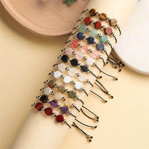 Wholesale Natural Stone Woven Adjustable <b>Bracelets</b> Amethyst Tiger Eye Stone Jewelry Trendy Bangle for Gift - Product Image 1