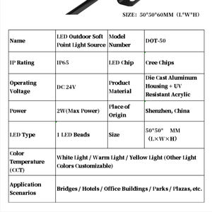 HK Factory Nuevo IP65 DC24V Dot-50 RGBW Hotel Outdoor Up-Lighting LED Point Light Source Lámpara Personalización a granel - Product Image 2