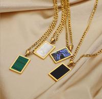 Bijouterie Fine Or 18k Pvd Abalone Malachite Onyx Mère De Coquillages Pendentif Saule Collier Plaqué Or Collier En Acier Inoxydable