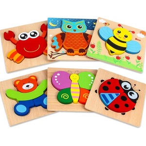 Wooden Jigsaw Puzzle Set 6 Pack Animal Shape Color Montessori Toy Fine Motor Skill Early Learning Preschool Educational Gift