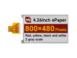 Pantalla de papel electrónico Waveshare de 4,26 pulgadas (G), 800 × 480, rojo/amarillo/negro/blanco, SPI, cabezal GPIO estándar Raspberry Pi de 40 pines K530 - Product Image 5