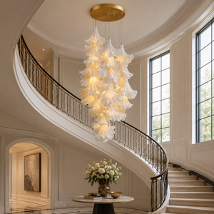 Lustre suspendu artistique personnalisé en céramique et métal à volants pour escalier, villa, hall d'hôtel - Prix usine de gros - Product Image 1