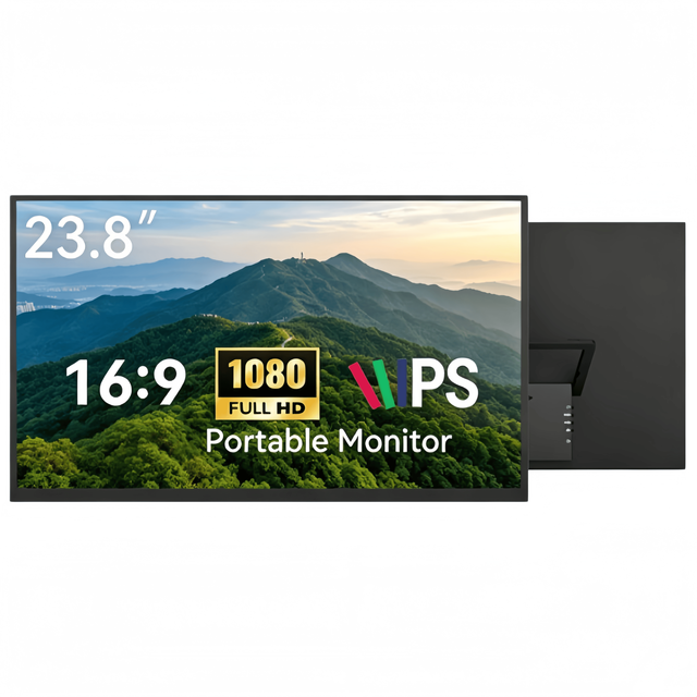 23.8 Inch LCD Full HD 1080P Type C Fast Charge Built in Speaker Car Headrest Office Gaming for Laptop PC Portable Monitor