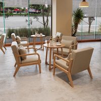 Combinaison Table et Chaises Commerciales 4 Personnes en Bois Massif Style Moderne Personnalisable pour Cafés, Bars, Gîtes et Salons de Thé