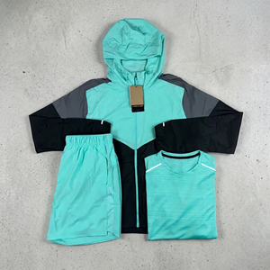 Veste coupe-vent à capuche unisexe personnalisée OEM, streetwear, tendance, premium, sportive, tee-shirt, short, séchage rapide, respirant, léger - Product Image 1
