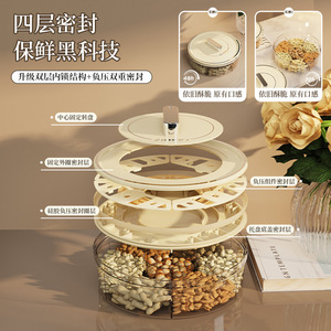 Fruit Platter Round Airtight Seal Food Container With Human Ergonomic Handle For Snacks Nuts Dessert <b>Tea</b> <b>Tray</b> - Product Image 2
