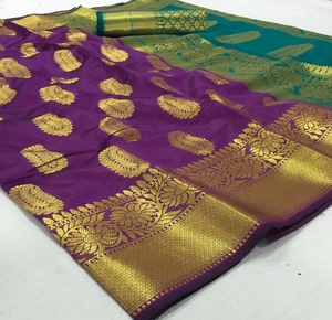 Kanchipuram Silk Banarasi Cotton Silk Saree Party Wear Indian Wedding Latest Designer Weaving Multi Color Ladies Blouse - Product Image 4