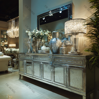 Meuble TV moderne de luxe avec miroir en cristal et diamant Meuble de salon ajustable en bois et MDF pour la chambre à coucher de la maison ou de l'hôtel