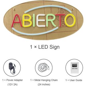 Spanish Abierto Letreros Neon LED indoor hanging ambient light shop <b>sign</b> wall decoration light entrance indicator light Custom - Product Image 2