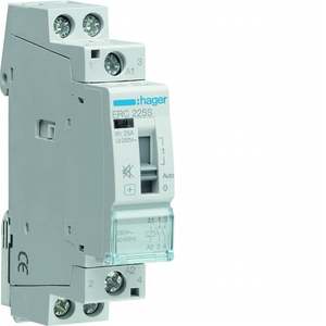 Contattore silenzioso Hager ERC225S personalizzabile con controllo manuale, 2 NO, 230 V CA, 25 A, modulo 1 DIN - Product Image 1