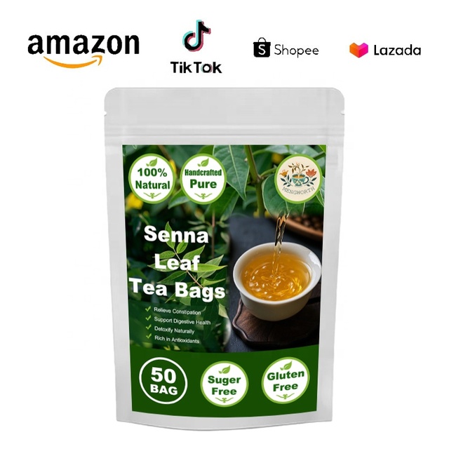 Senna Leaf Tea Bags Flat Tummy Herbal Detox Tea with Naturally Senna Leaves Flavor Tea Detox and Slimming