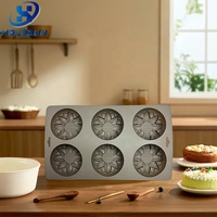 Moule à gâteau en silicone souple de qualité supérieure à 6 cavités en forme de tournesol, facile à démouler, pour la fabrication de savon et la pâtisserie