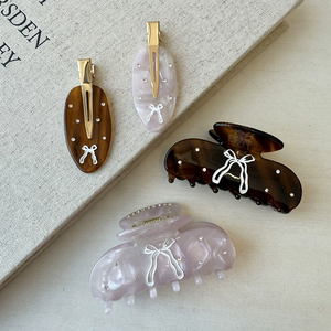 Venta al por mayor de accesorios para el cabello para mujer, 8cm, lazos de acetato, conjunto de diamantes de imitación, pinza lateral, pinza para el pelo, pinza para el pelo, entrega rápida - Product Image 6