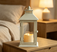 Lanterne à bougie en métal blanc en gros, style vintage, pour décoration de table de mariage ou de maison