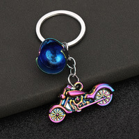 Porte-clés en métal style casque de moto rétro, mousqueton, style ballon, résistant, pour décoration de sac de voiture, sac à main, cadeau pour motard